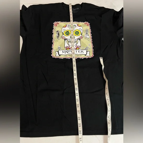 Monster Energy Shirt Mens XL Black Short Sleeve T-Shirt Mi Muerta Loca Skull - Picture 2 of 11